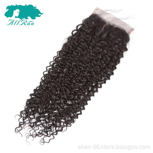 Best wholesale 4x4 indian black  kinky curl hair Bundles With closure , remy hair extensions